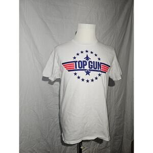 Vintage White Top Gun Men's T-shirt Size Large